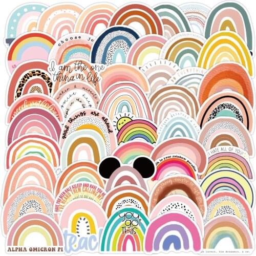 50pcs/Bag variety of colorful rainbow cartoon stickers DIY bullet journal pen scrapbook mobile computer graffiti stickers