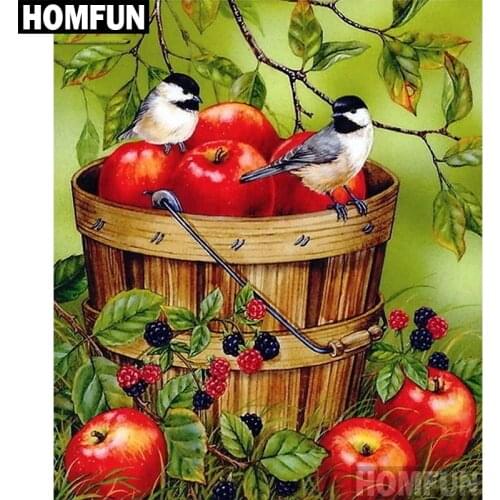 HOMFUN Full Square/Round Drill 5D DIY Diamond Painting "Bird apple" Embroidery Cross Stitch 5D Home Decor Gift A06884