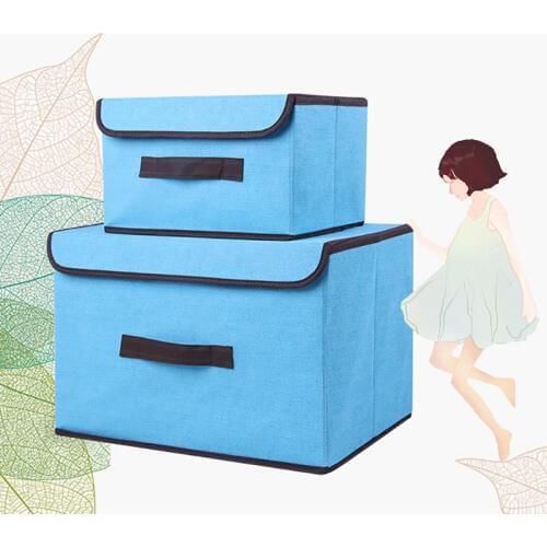 BASUPPLY Non-woven Fabric Storage Box With Cap Foldable Clothes Sock Storage BinToys Snacks Sundries Cosmetics Organizer 2 Sizes