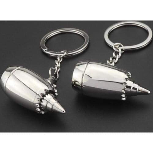 New Creative Airplane Turbine Pendant Key Ring Fashion Keychain Storage Keys Portable Engine Jewelry Silver Decoration