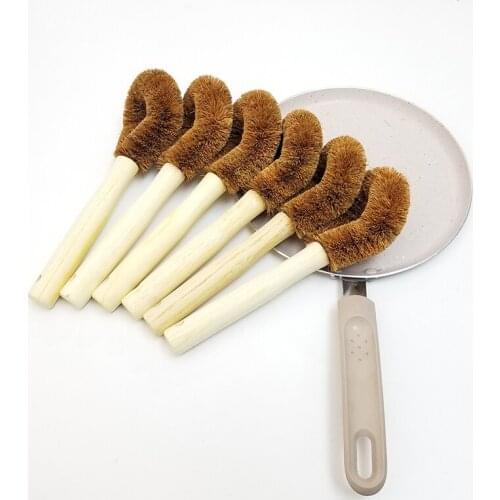 Long Hand Pot Washing Brush Coconut Fiber Non-Stick Oil Bowl Brush for Kitchen Cleanup/Decontamination