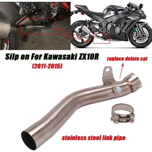 For Kawasaki Zx-10r ZX10R 2011 2012 2013 2014 2015 Motorcycle Delete Cat Middle Pipe Replace Connect Original Link Tubes System