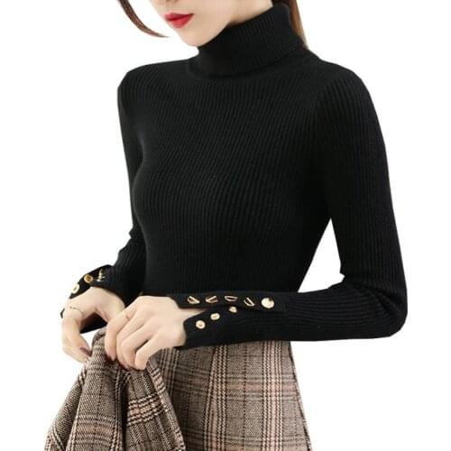 Autumn Winter Knitted Jumper Tops turtleneck Pullovers Ladies Casual Sweaters Women Shirt Long Sleeve Tight Sweater Girls