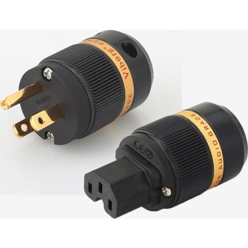 Hifi One pair viborg VM501G/VF501G Pure Red-Copper gold plated US power plug for DIY Power cable