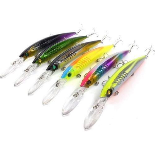HiUmi 6pcs 15.2cm 12.5g Fishing Lures Minnow Wobblers Fishing Tackle With High Carbon Steel Hooks