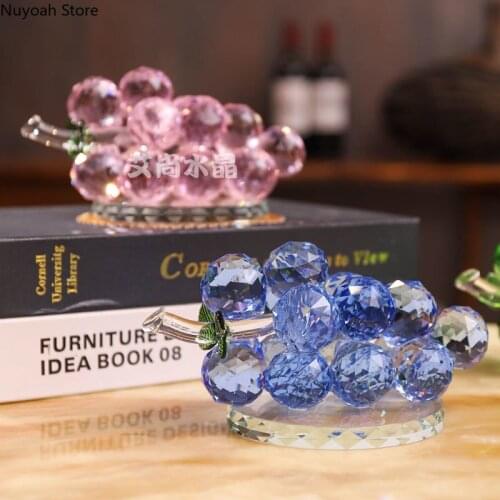 Creative Crystal Grape Crafts Ornaments Artificial Crystal Plant Ornaments Living Room Home Decoration Accessories Gifts