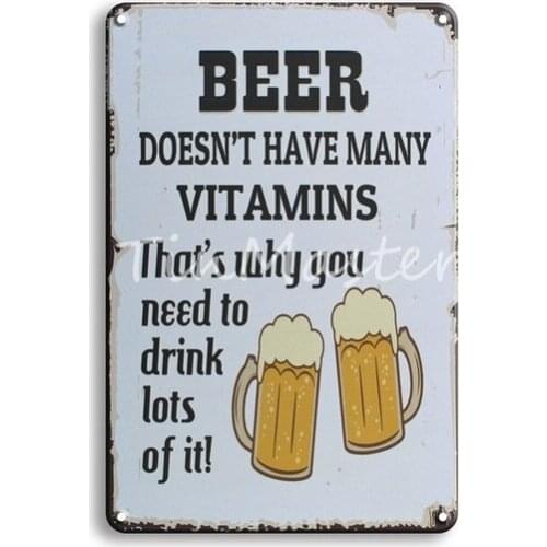 Ice Cold Beer Metal Wall Art Tin SIgn Vintage NO Working Beer Metal Signs Poster Plaque Irish Pub Bar Cafeteria Home Decoration