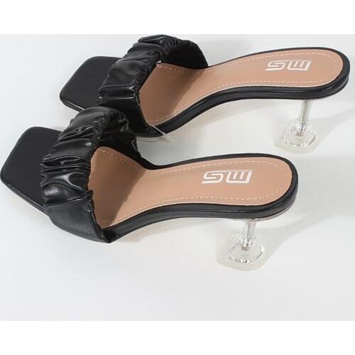 Summer Womens Sandals Comfortable Fashion Trend Outside And House Rubber Outsole Crystal Heel Casual Shoes Size 36-41 7.5CM