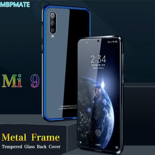 Metal Bumper Case for Xiaomi Mi 9 2019 Mi9 Transparent Edition Global 128gb Luxury Aluminum Frame Hard Tempered Glass Back Cover