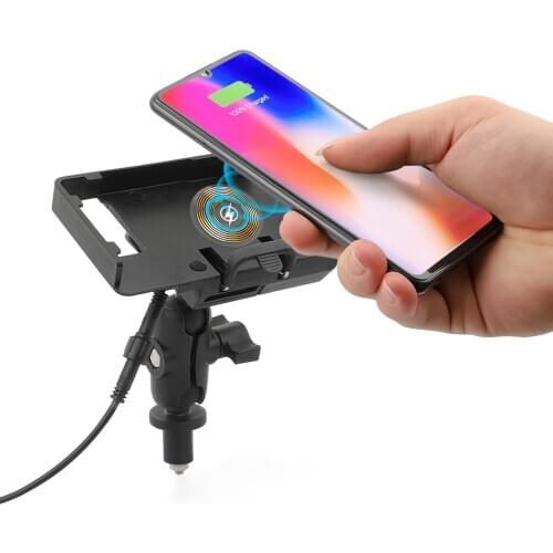 Motorcycle Wireless/ USB Quick Charger Holder 17-22mm Fork Stem Mount Mobile Phone Holder For VFR800F CBR600RR/F4I CBR1000RR