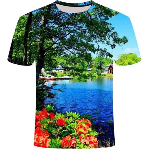 Nature/Landscape Tree T-shirt Summer Leisure Natural Scenery Full Version 3D T-shirt Cool Mens T-shirt 3D Printing T-shirt Men