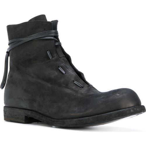 Men Boots Winter Trend British Genuine Leather High Top Shoes Fashion Black Lace Up Work Safety Boots Men Casual Shoes