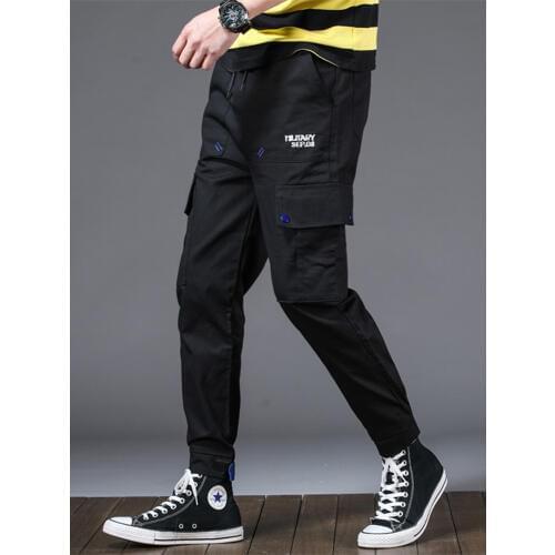 EL BARCO Spring Cotton Casual Men Cargo Pants Black Hip Hop Male Streetwear Joggers Fashion Designer Pockets Long Harem Trousers