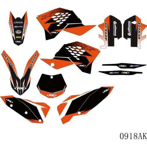 Full Graphics Decals Stickers Motorcycle Background Custom Number Name 3M For KTM SX SXF 125 250 350 450 525 2007 2008 2009 2010