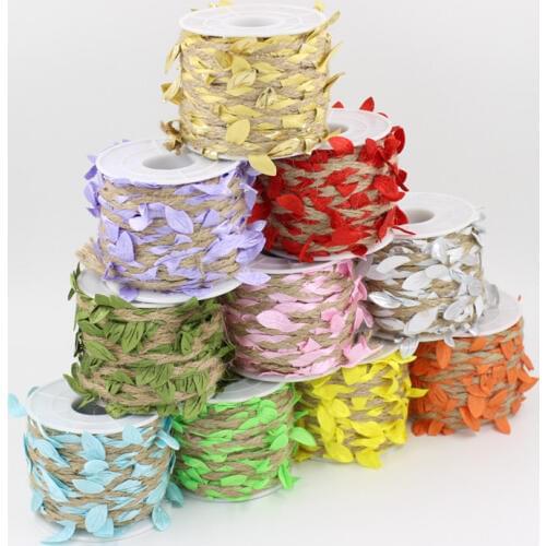 5M/10M Cords Hemp Rope Multicolor Leaves Decorated Rope Line Rope Eco-Friendly Holiday decoration Supplies Gift Packing Strin