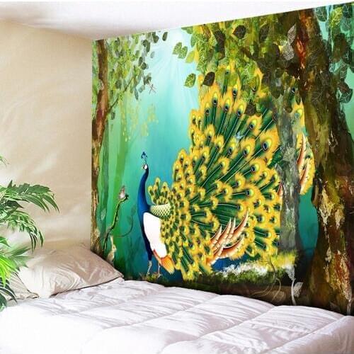 Peacock Hanging Wall Tapestry Bohemian Hippie Tapestries Retro Trees Home Decor Yoga Beach Mat 150*130cm/150x150cm/150*230cm