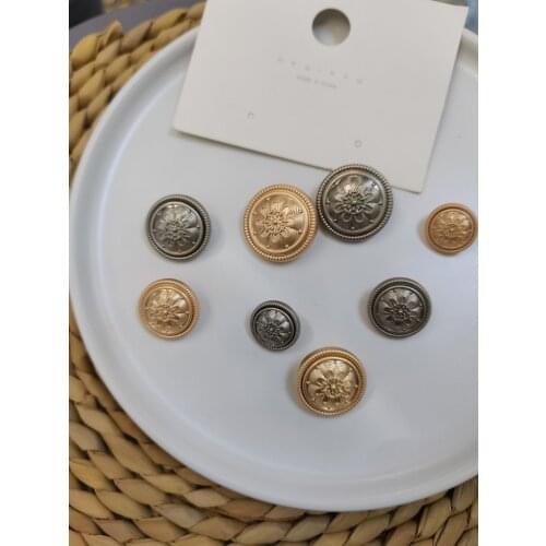 10pcs RoundGold Metal Jean Jacket Buttons For Clothing Sweaters Pants Coat Decorations Sewing Accessories Wholesale