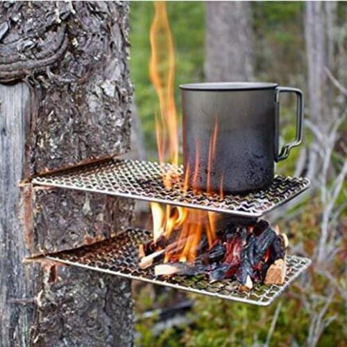 Stainless Steel Camping Grill Grate Mesh Grilling Net Fire BBQ Activities Traveling Picnic Camping Pot Firewood Rack Accessories