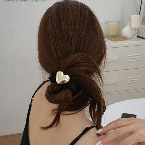 Ruoshui Woman Gold Silver Alloy Hair Ties Rubber Band Women Hair Accessories Scrunchies Women Elastic Hairband Ornament Headwear