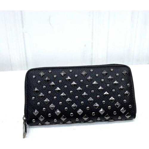 Luxury Wallets Women Wallet Designer Rivet Brand Female Woman Purses Billetera Mujer Marcas Famosas 2020 Porte Feuille Femme