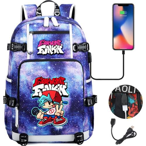 Friday Night Funkin Backpack Girl Boy Schoolbag Large Capacity Laptop Bag Waterproof Multifunction USB Charging Backpack