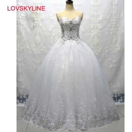 LOVSKYLINE Real Photo Sexy Lace Wedding Dress Vintage Plus Size Princess Vestido de Noivas Para Casamento Ball Gown