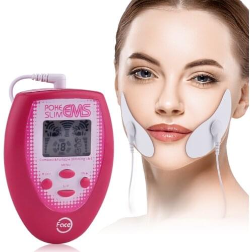 EMS Electric Face Massage Slimming Facial Massage Electronic Muscle Stimulation + 4pcs Electrode Face Sticker Massager For Face