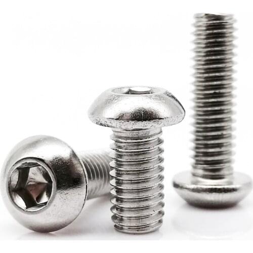 5/10/25/50pcs ISO7380 M1.6 M2 M2.5 M3 M4 M5 M6 M8 304 Stainless Steel Hex Hexagon Socket Button Round Head Screw Bolt L= 3-100mm