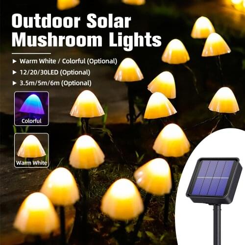 Outdoor Solar String Cute Mushroom Lights 8 Modes Light Control for Garden Patio Yard Landscape Party Lawn Xmas Wedding Decor