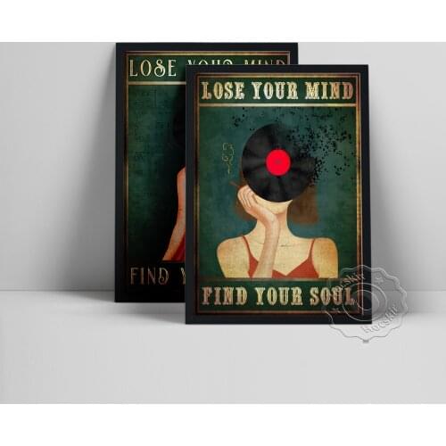Funny Positive Music Mind Soul Poster, Vintage Girl Disc Prints, Cd Ballet Smoke Wall Painting, Motivational Quote Wall Stickers
