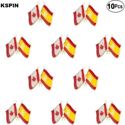 Canada & Spain Flag Lapel Pin Flag badge Brooch Pins Badges 10Pcs a Lot