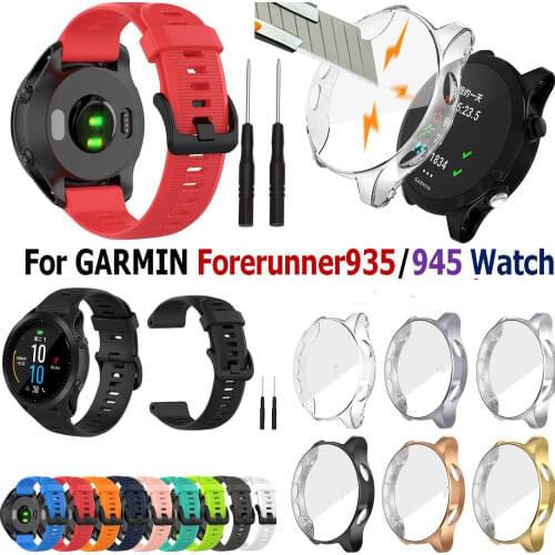 TPU Frame Protective Case for Garmin forerunner935/945 Watch Bracelet Band Strap 22mm Wrist for Garmin forerunner 945 Cover
