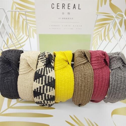 Fashion Hairband Bohemian colorful grass weaving Headband Women Cross Handmade Hair Accessorie