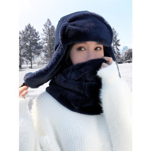 Lady Winter Warm Hats Girls Leifeng Hatn Ear Protection Caps Ear-guard Northeast Outdoor Warm Fur Hats and Scarf B-8850