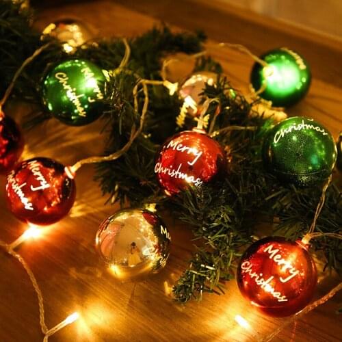 1.8M 10LED Christmas Ball Ornaments Xmas Hanging Tree Balls for Wreath Supplies Wedding Party Decoration New Year 2022 Gift