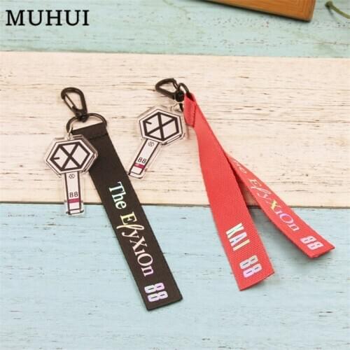 1 PCS 2019 New EXO Concert SEHUN BAEK HYUN KAI Name Backpack Streamer Keychain Pendants Keyring B096