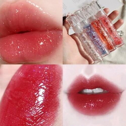 1pcs Waterproof Shiny Plumper Diamond Lip Gloss Jelly Shimmering Lip Oil Long Lasting Moisturizing Shiny Lipstick Lip Make Up