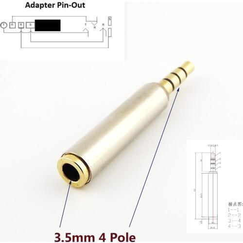 10pcs 3.5mm 4 Pole Stereo Male to 1/8" Female Audio Adapter Headphone TRRS Convertor