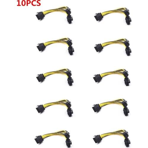 10pcs 8-Pin PCI Express to 2 x PCIe 8 (6+2) pin Converter Cord Female to Male Splitter Cable PCI-e GPU Power Data Cable