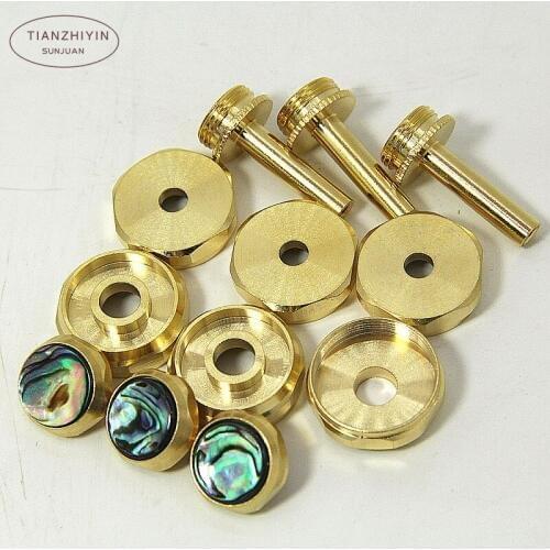 Tooyful 12 Pieces of Gold Plated Natural stone Insert Finger Buttons for Trumpet Repairing Brass Instruments Accessories