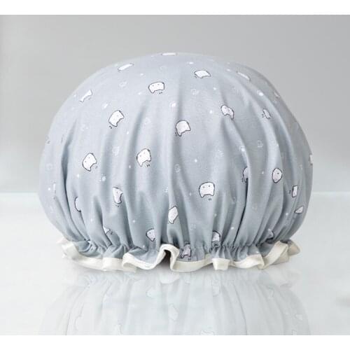 2021 Thick 1Pcs Waterproof Bath Hat Double Layer Shower Hair Cover Women Supplies Cap Bathroom Accessories