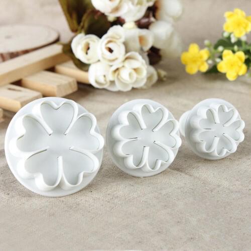 3pcs/set Unique Cake Decorating Icing Plunger Tools Fondant DIY Sugarcraft Mold Mould Decorating Cookie Cutter