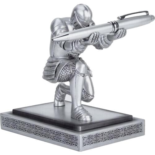 Bowing Medieval Knight Shape Desktop Holder Stand For Pen Cigar Desktop Holder Decoration Armor Soldier Statue