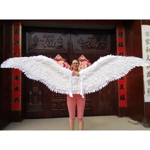Cosplay free shipping Pure White large wing feathers T-stage model catwalk shows wing props party performance shows props cos