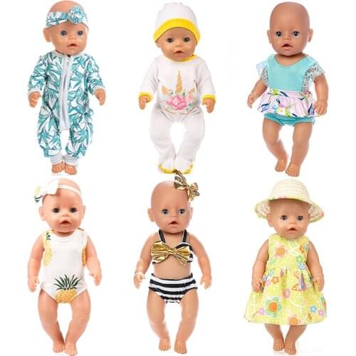 D&B Newborn doll clothes skirt baby clothes bikini suit hat glasses hairpins and other doll accessories toys for girls