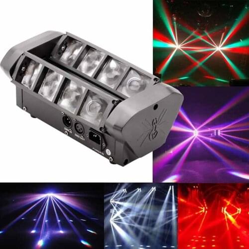 Moving Head 80W RGBW LED DMX512 Sound Activated Auto Running Mini Spider Stage Light Beam Rotatable Lamp Disco KTV Party Show