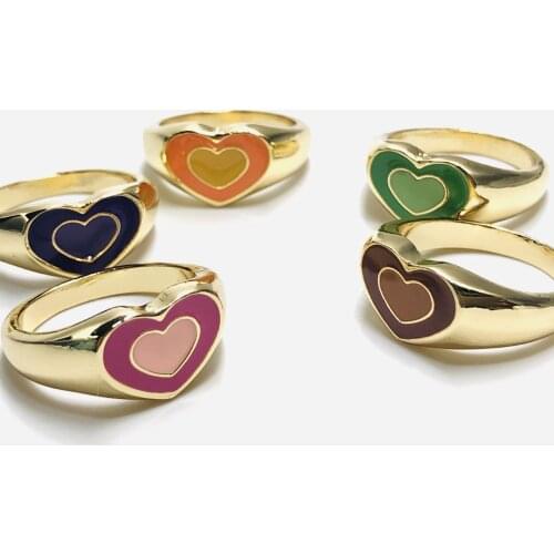 Double layer love element ring gold silver girl trend ring