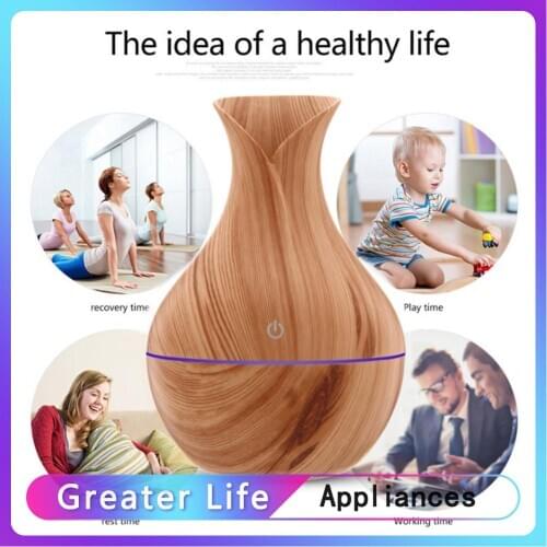 Electric Humidifier Essential Aroma Oil Diffuser Spray Aroma Diffuser Wood Grain Mini Mist Maker LED Light For