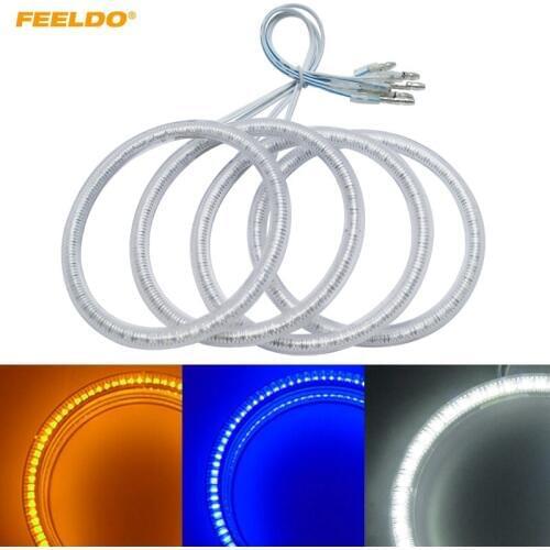 FEELDO 4X100mm Car LED Halo Rings Angel Eyes DRL Head Lamp For Ford Focus 08+ Bi-Xenon #HQ3348
