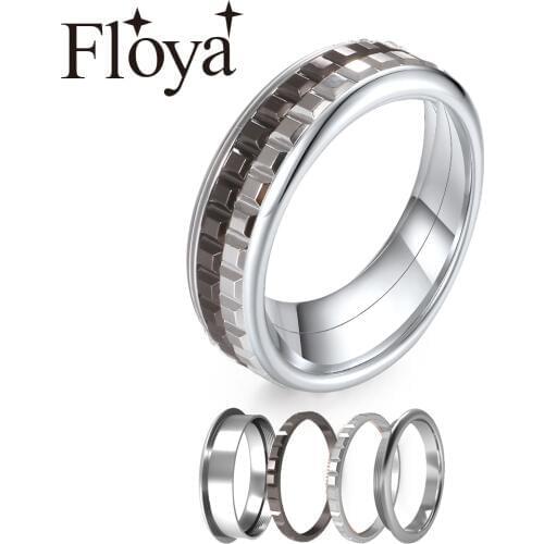 Floya Chocolate Rings Women Stainless Steel Ring Band Filled Vintage Stackable Black Finger Free Shipping